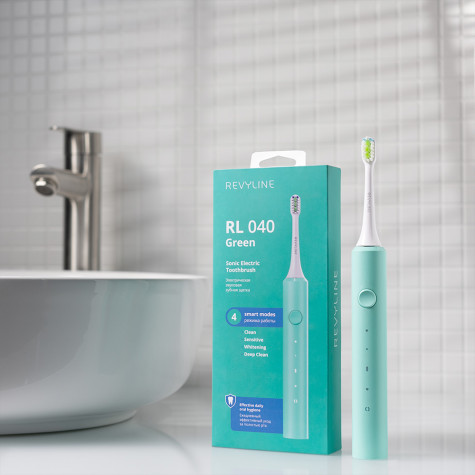 Электрическая звуковая зубная щётка Revyline RL 040, зеленая и по всему Узбекистану в интернет-магазине Revyline.uz
