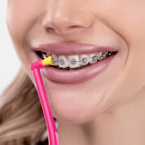 Зубная щетка Revyline SM1000 Single, монопучковая, розовая - желтая