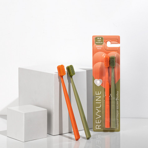 Набор зубных щеток Revyline SM6000 DUO Orange + Khaki и по всему Узбекистану в интернет-магазине Revyline.uz