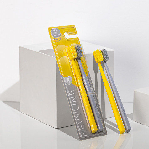 Набор зубных щеток Revyline SM6000 DUO Yellow + Grey и по всему Узбекистану в интернет-магазине Revyline.uz