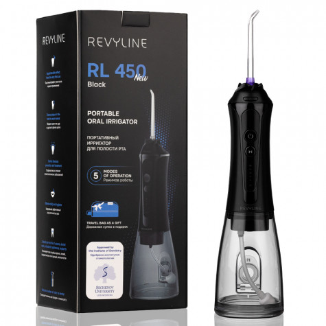 Портативный ирригатор Revyline RL 450 New Black и по всему Узбекистану в интернет-магазине Revyline.uz