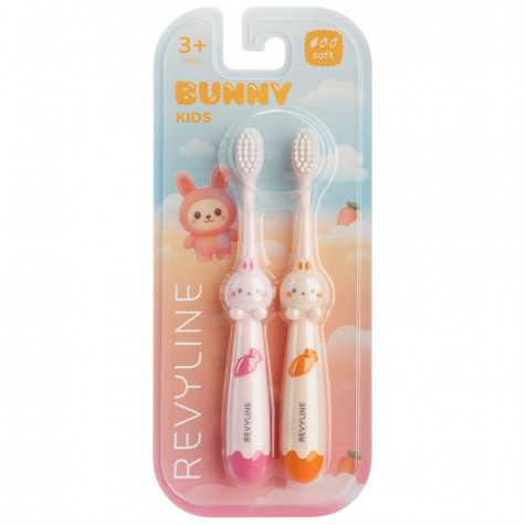 Набор зубных щеток Revyline Bunny Duo, от 3 лет, розовая и оранжевая и по всему Узбекистану в интернет-магазине Revyline.uz