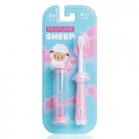 Детская зубная щетка Revyline Sheep 3+ с песочными часами, розовая и по всему Узбекистану в интернет-магазине Revyline.uz