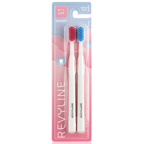 Набор зубных щеток Revyline S6500 Smart Duo, White/Pink + White/Blue и по всему Узбекистану в интернет-магазине Revyline.uz